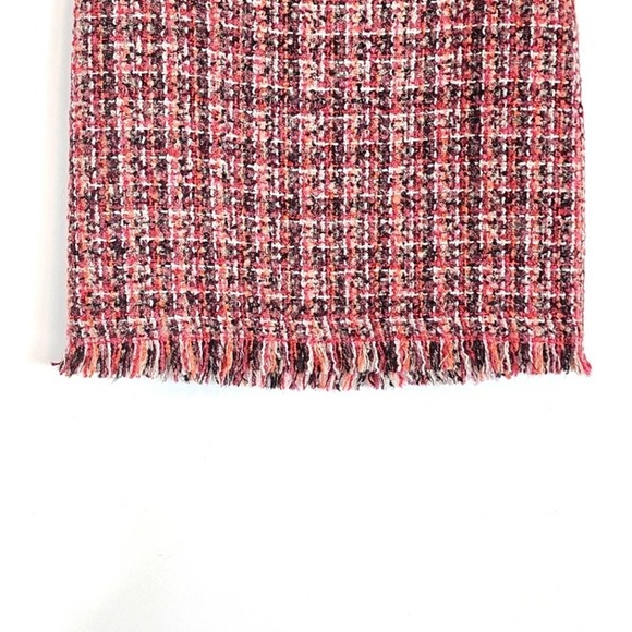 Talbots Tweed Boucle Fringe Wool Blend Pink Multi A Line Skirt Size 6 - Picture 4 of 10